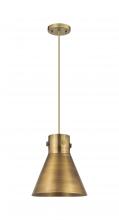  410-1PM-BB-M411-10BB - Newton Cone - 1 Light - 10 inch - Brushed Brass - Cord hung - Pendant