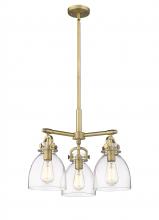  410-3CR-BB-G412-7CL - Newton Bell - 3 Light - 21 inch - Brushed Brass - Pendant