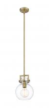  411-1SS-BB-G410-8CL - Newton Sphere - 1 Light - 8 inch - Brushed Brass - Mini Pendant