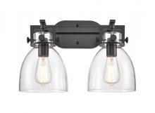  411-2W-BK-G412-7CL - Newton Bell - 2 Light - 17 inch - Matte Black - Bath Vanity Light