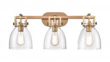  411-3W-BB-G412-7CL - Newton Bell - 3 Light - 27 inch - Brushed Brass - Bath Vanity Light