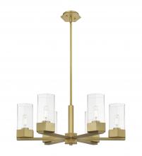  427-6CR-BB-G427-9CL - Claverack - 6 Light - 28 inch - Brushed Brass - Chandelier