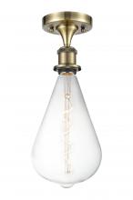  516-1C-AB-BB164LED - Bare Bulb - 1 Light - 5 inch - Antique Brass - Semi-Flush Mount