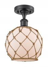  516-1C-BK-G121-8RB-LED - Farmhouse Rope - 1 Light - 8 inch - Matte Black - Semi-Flush Mount