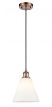  516-1P-AC-GBC-81-LED - Berkshire - 1 Light - 8 inch - Antique Copper - Cord hung - Mini Pendant