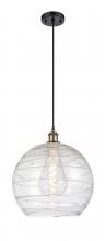  516-1P-BAB-G1213-14-LED - Athens Deco Swirl - 1 Light - 14 inch - Black Antique Brass - Cord hung - Pendant