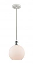  516-1P-WPC-G121-LED - Athens - 1 Light - 8 inch - White Polished Chrome - Cord hung - Mini Pendant