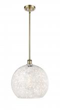  516-1S-AB-G1216-14WM - White Mouchette - 1 Light - 14 inch - Antique Brass - Pendant