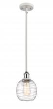  516-1S-WPC-G1013-LED - Belfast - 1 Light - 6 inch - White Polished Chrome - Mini Pendant