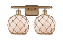  516-2W-BB-G121-8RB - Farmhouse Rope - 2 Light - 18 inch - Brushed Brass - Bath Vanity Light