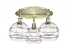  516-3C-AB-G556-8CL - Rochester - 3 Light - 20 inch - Antique Brass - Flush Mount