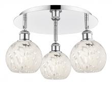  516-3C-PC-G1216-6WM - White Mouchette - 3 Light - 18 inch - Polished Chrome - Flush Mount