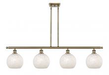  516-4I-AB-G1216-8WM - White Mouchette - 4 Light - 48 inch - Antique Brass - Stem Hung - Island Light