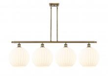  516-4I-AB-G1217-12WV - White Venetian - 4 Light - 50 inch - Antique Brass - Stem Hung - Island Light