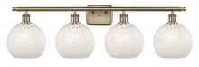  516-4W-AB-G1216-8WM - White Mouchette - 4 Light - 38 inch - Antique Brass - Bath Vanity Light