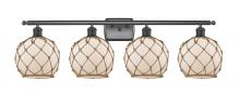  516-4W-BK-G121-8RB - Farmhouse Rope - 4 Light - 38 inch - Matte Black - Bath Vanity Light