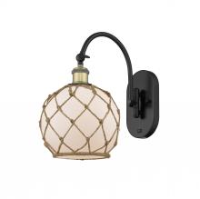  518-1W-BAB-G121-8RB-LED - Farmhouse Rope - 1 Light - 8 inch - Black Antique Brass - Sconce