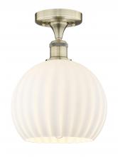  616-1F-AB-G1217-10WV - White Venetian - 1 Light - 10 inch - Antique Brass - Semi-Flush Mount