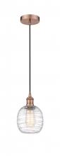 Innovations Lighting 616-1P-AC-G1013-LED - Belfast - 1 Light - 6 inch - Antique Copper - Cord hung - Mini Pendant