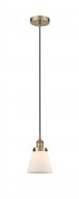  616-1PH-AB-G61-LED - Cone - 1 Light - 6 inch - Antique Brass - Cord hung - Mini Pendant