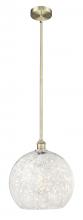  616-1S-AB-G1216-14WM - White Mouchette - 1 Light - 14 inch - Antique Brass - Stem Hung - Pendant