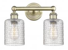  616-2W-AB-G112C-5CL - Cobbleskill - 2 Light - 14 inch - Antique Brass - Bath Vanity Light