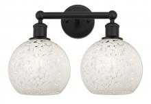  616-2W-BK-G1216-8WM - White Mouchette - 2 Light - 17 inch - Matte Black - Bath Vanity Light