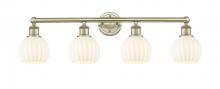  616-4W-AB-G1217-6WV - White Venetian - 4 Light - 33 inch - Antique Brass - Bath Vanity Light