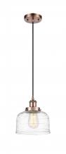  916-1P-AC-G713-LED - Bell - 1 Light - 8 inch - Antique Copper - Cord hung - Mini Pendant