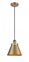  916-1P-BB-M13-BB-LED - Appalachian - 1 Light - 8 inch - Brushed Brass - Cord hung - Mini Pendant