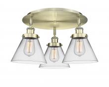  916-3C-AB-G42 - Cone - 3 Light - 20 inch - Antique Brass - Flush Mount