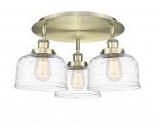  916-3C-AB-G713 - Bell - 3 Light - 20 inch - Antique Brass - Flush Mount