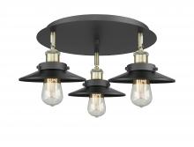 Innovations Lighting 916-3C-BAB-M6-BK - Edison - 3 Light - 20 inch - Black Antique Brass - Flush Mount