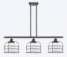  916-3I-BK-G71-CE-LED - Bell Cage - 3 Light - 36 inch - Matte Black - Stem Hung - Island Light