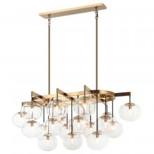  C38119AG - 19 LT 46"L "BULBUS" AGED GOLD/CEILING CLEAR GLASS CHANDELIER LED G9 LED 10W