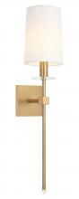  S00811AG - 1 LT 5.9"W "FAIRBURN" AGED GOLD WALL SCONCE / FABRIC SHADE E12 10W LED