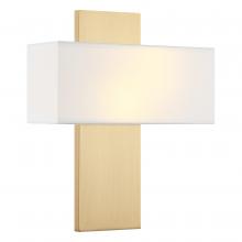  S13902AG - 2 LT 11"W "STAFFORD" AGED GOLD WALL SCONCE / FABRIC SHADE G9 10W LED