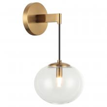  W38101AG - 1 LT 6.9"DIA "BULBUS"- AGED GOLD WALL CLEAR GLASS G9 LED 10W