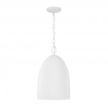  356111CE - 1-Light Handcrafted Fluted Ceramic Pendant in Matte White