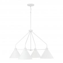  451341WE - 4-Light Modern Metal Chandelier in White