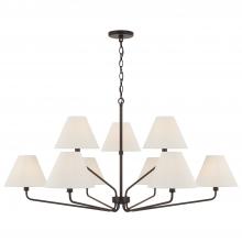 Capital 456691ES-713 - 9-Light Angular Two-Tier Chandelier in Espresso with Tapered Soft Tan Fabric Shades