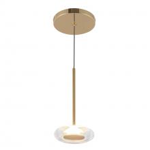  PD97204-MRB/CL - Stephord 4-in Metallic Brass/Clear Glass LED Pendant