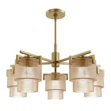  13138 - Hunter Ontario Luxe Gold with Amber Glass 5 Light Chandelier Ceiling Light Fixture