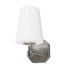  19889 - Hunter Nolita Brushed Nickel with Cased White Glass 1 Light Sconce Wall Light Fixture