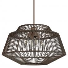 Hunter 13219 - Hunter Brookhollow Sable Rattan and Sable 4 Light Large Pendant Ceiling Light Fixture