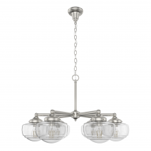 Hunter 19064 - Hunter Saddle Creek Brushed Nickel with Seeded Glass 6 Light Chandelier Ceiling Light Fixture