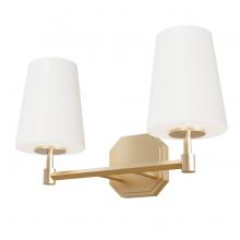  19880 - Hunter Nolita Alturas Gold with Cased White Glass 2 Light Bathroom Vanity Wall Light Fixture