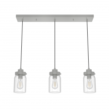  19156 - Hunter Devon Park Brushed Nickel with Clear Glass 3 Light Pendant Cluster Ceiling Light Fixture