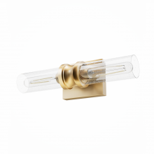  19933 - Hunter Lenlock Alturas Gold with Seeded Glass 2 Light Bathroom Vanity Wall Light Fixture