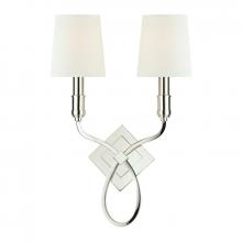 Hudson Valley 422-PN-WS - 2 LIGHT WALL SCONCE w/WHITE SHADE